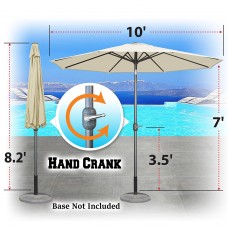 Sunrise 10' Outdoor Patio Umbrella 8 Ribs Market Parasol Sunshade with Tilt and Crank (Ecru)   568429088